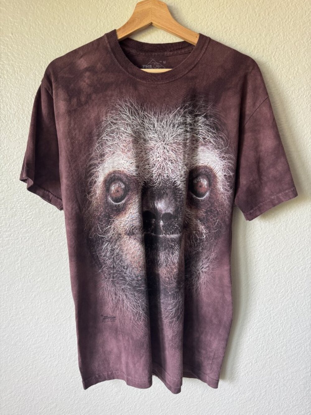 The Mountain Sloth Face Classic Cotton T Shirt M Tie Dye Realistic Sloth Graphic